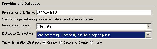 JPA Tutorial: Screenshot persistence unit wizard